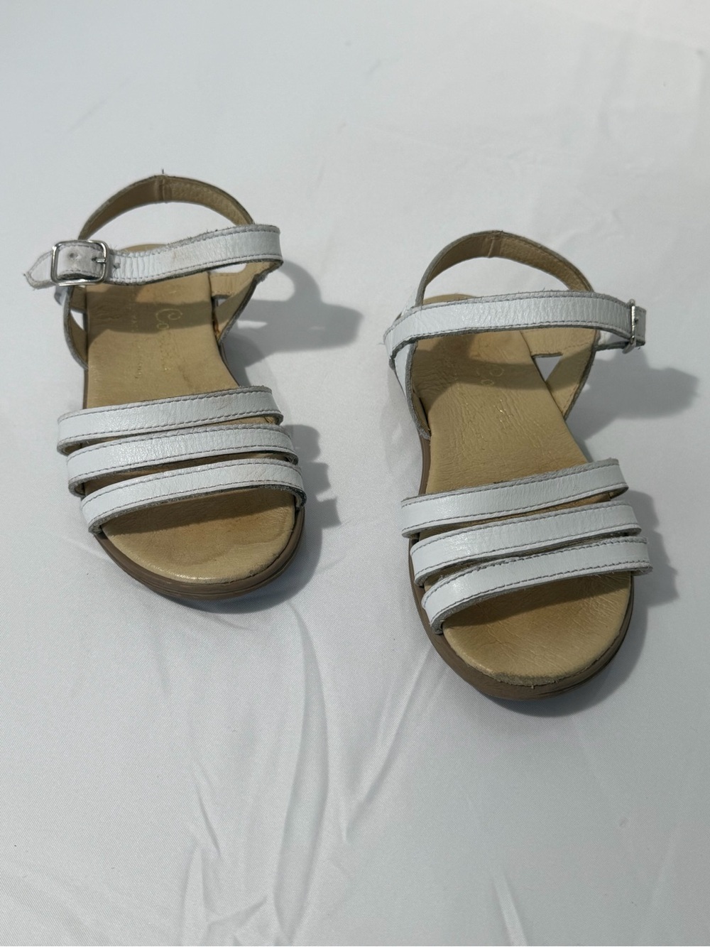 La Coqueta Sienna White Nappa Leather Sandals Girls Size 26 EU / US 9.5 - Picture 6 of 15